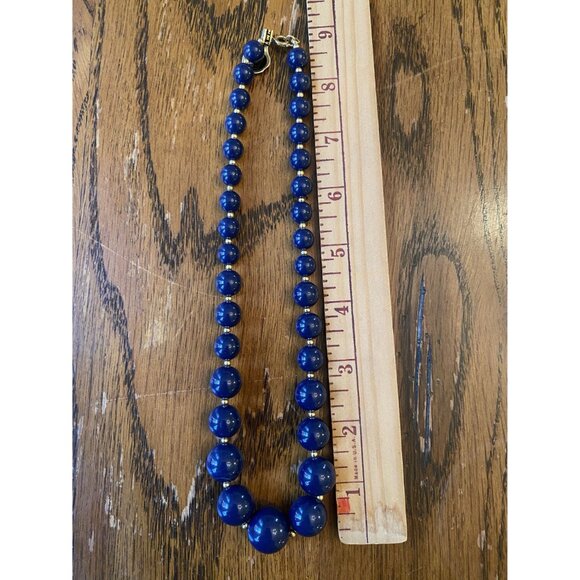 Vintage Navy Blue Genuine Lucite Beaded Necklace - Picture 3 of 3